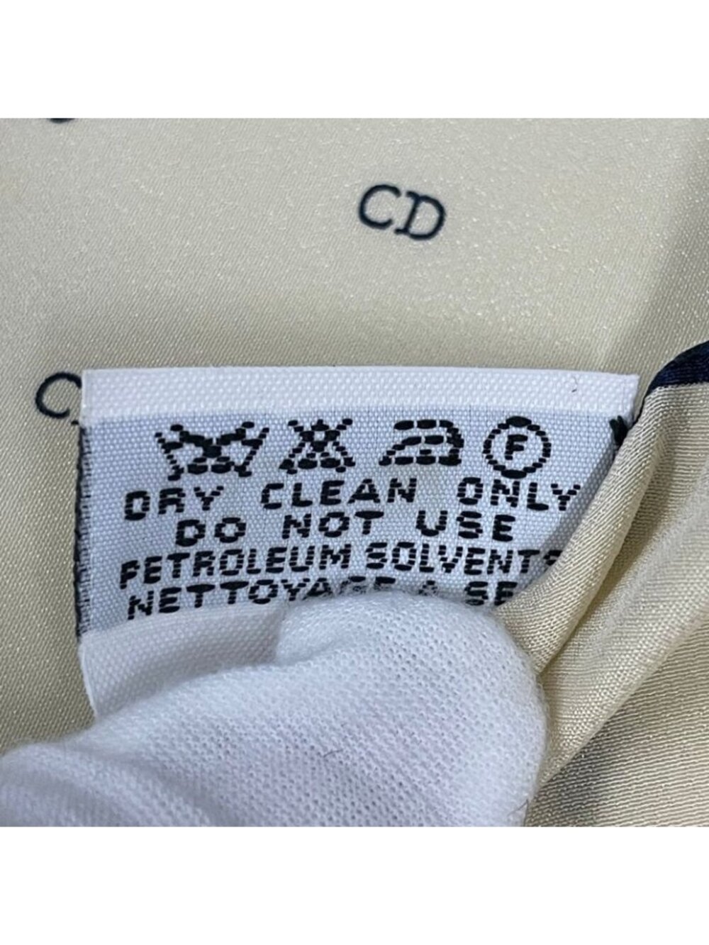 Dior Scarf Silk CD Logo All Over Pattern Beige - Picture 8 of 9